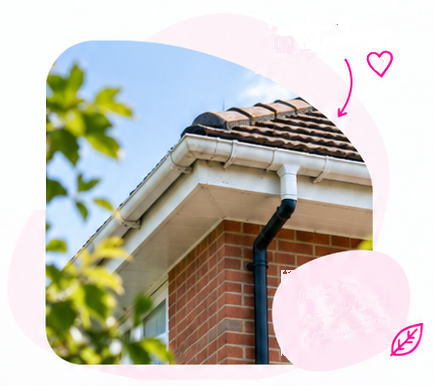 A brick home with clean guttering.